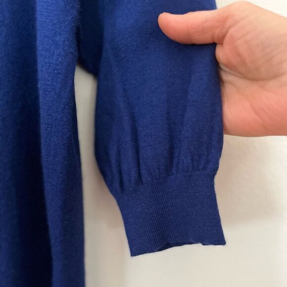 Land’s End dark blue v neck raglan long sleeved sweater, 100% merino wool, 3X - Picture 5 of 7